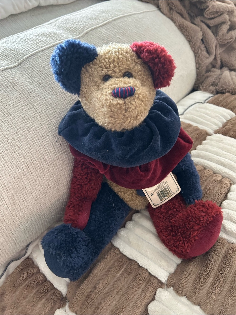 Boyd’s Bear Clown “Mr Bojingles” Bear - Burgundy, Navy & Beige